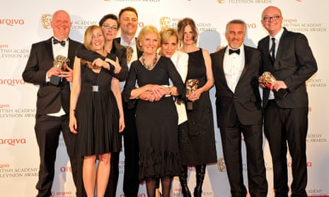 Richard McKerrow, first left, with the Bake Off team at the Baftas, including co-creator Anna Beattie, third from right.