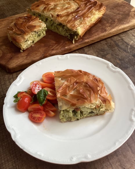 Rachel Roddy's recipe for courgette, rice and herb filo pie Pie