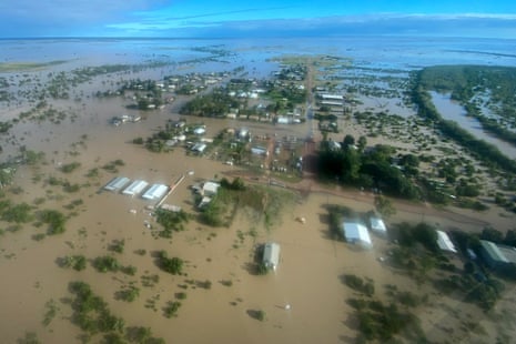 An aerial view of the flooded northern Queensland town of Burketown
