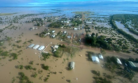 Aerial view of a flooded Burketown