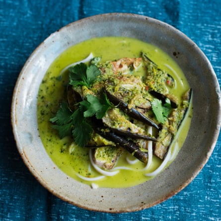 Aubergine, coriander and lemongrass soup: ‘As much a curry as a soup.’