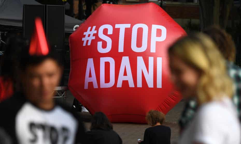 People attend an anti-Adani rally in Brisbane on 6 September.