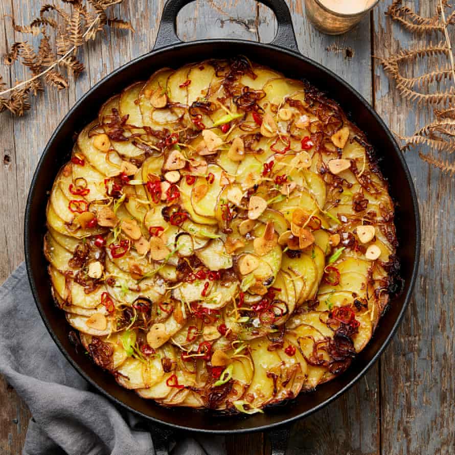 Yotam Ottolenghi’s potato gratin with coconut, chilli and lime.