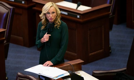 Sen. Lauren Book speaks in opposition of SB 300 during debate in the Florida Senate on Monday, April 3, 2023, in Tallahassee, Fla. The Florida Senate on Monday approved a bill to ban abortions after six weeks, a measure supported by Gov. Ron DeSantis as the Republican prepares to launch his expected presidential candidacy. (Alicia Devine/Tallahassee Democrat via AP)