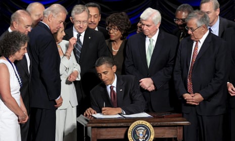 President Obama signs the Dodd-Frank Wall Street Reform and Consumer Protection Act in Washington in 2010.