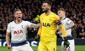 Tottenham's Hugo Lloris will be celebrating with Kieran Trippier and Toby Alderweireld after they have saved a penalty.