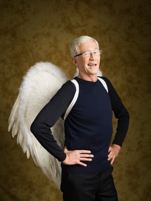 Paul O’Grady in angel wings, in a photograph for the Observer