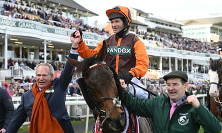 Sam Waley-Cohen and owner Robert Waley-Cohen after Noble Yeats had triumphed at the Grand National