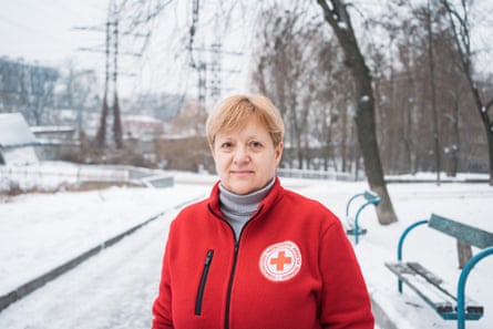 Alla Onyshchuk photographed outside the Red Cross office in Kyiv on Jan. 12, 2023.
