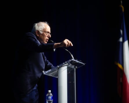 Bernie Sanders at podium.