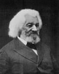 Black and white studio portrait of Frederick Douglass
