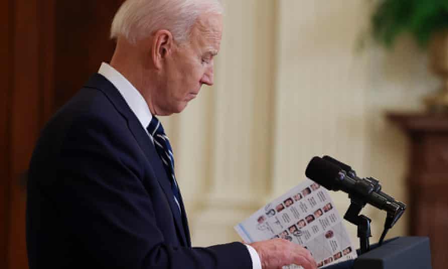 Joe Biden's First Press Conference As President Faces Backlash Over "Cheat Sheet" 2 Joe Biden in the White House on Thursday, reading from his notes during the first press conference