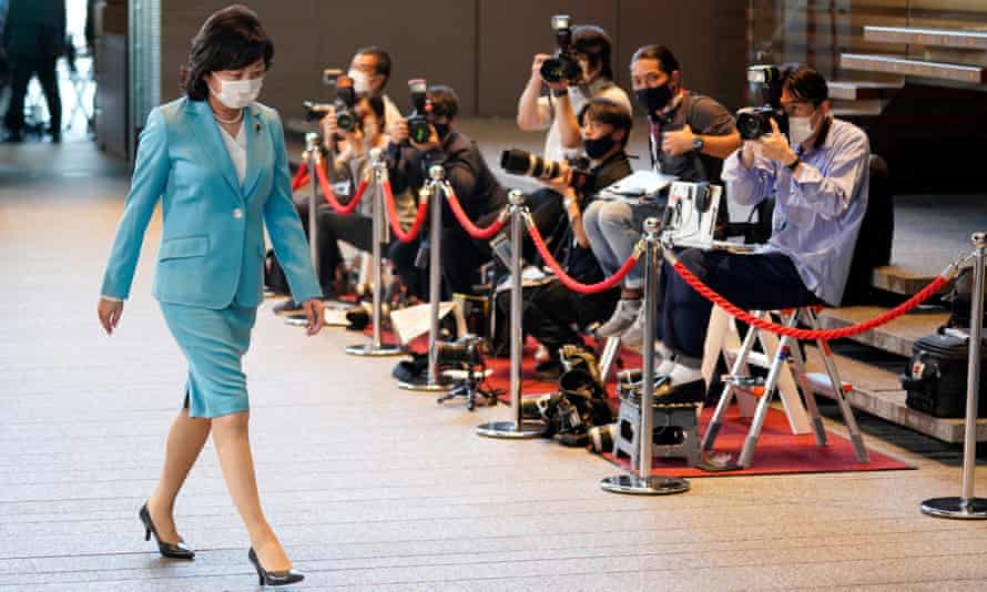Gender equality curate  Seiko Noda arrives astatine  the premier  minister’s authoritative  residence successful  Tokyo.
