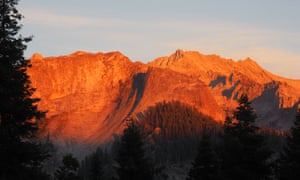 Sunset as seen from Bearpaw Meadow camp, High Sierra Trail , Sierra Nevada