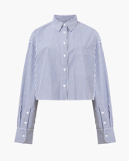 A cropped  blue and white striped shirt from French Connection
