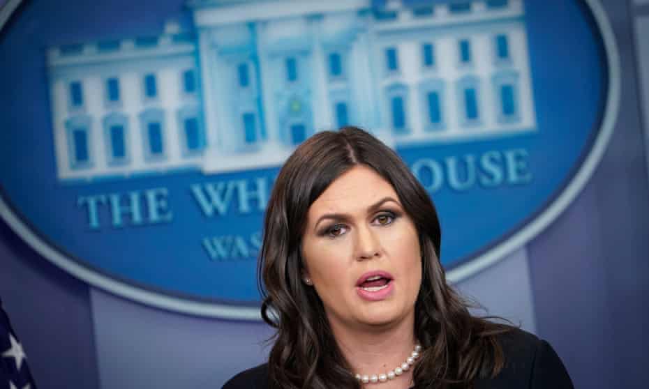Sarah Sanders at the White House on Friday in Washington.