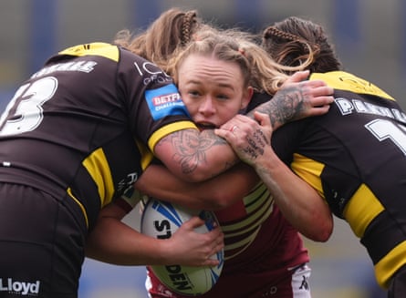 Mary Coleman playing for Wigan against York Valkyrie in the Challenge Cup semi-finals earlier this year.