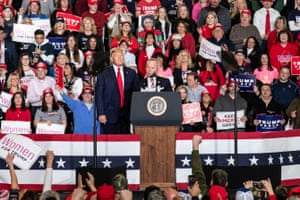 Jeff Van Drew with Trump at the rally in Wildwood, New Jersey on Tuesday night. ‘Jeff had the guts to defy the leftwing fanatics in his own party and to stand tall,’ Trump said. ‘He’s a great guy. He’s a brave guy. He shares our values.’
