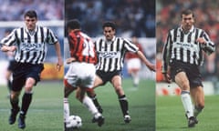 Christian Vieri of Juventus, Juventus player Nicola Amoruso during Milan -Juventus on April 06, 1997, Zinedine Zidane