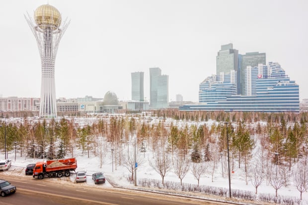 Can’t see the wood for the freeze: trees in central Astana.