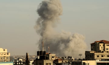 Smoke rises into the sky over Gaza