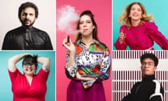 ‘Your little comedy show couldn’t matter less’ ... clockwise from top left: Nish Kumar, Lou Sanders, Olga Koch, Phil Wang and Sofie Hagen.