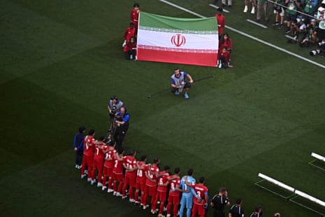 The Iranian fans reaction to their national anthem was telling.