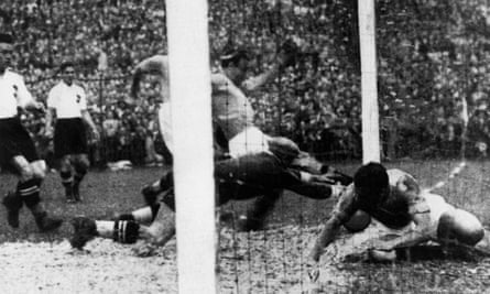 Ten minutes into their 1934 World Cup semi-final against Austria at the San Siro in Milan, Enrico Guaita bundles the ball home to score the only goal of the game.
