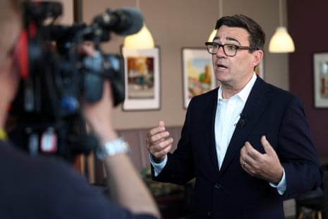 Andy Burnham being interviewed in Ilkeston, Derbyshire.