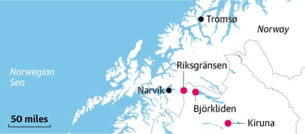 Map of north Sweden and Norway