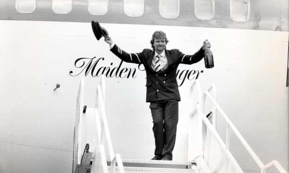 Richard Branson pictured in 1984 ahead of Virgin Atlantic’s maiden flight.