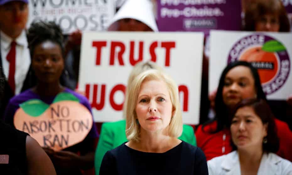 Kirsten Gillibrand, Democratic 2020 presidential candidate, at a roundtable discussion with abortion providers, health experts, pro-choice activists, and state legislators at the Georgia state house in Atlanta on 16 May.