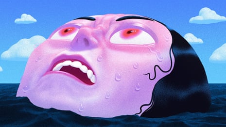 illustration of woman's face in water