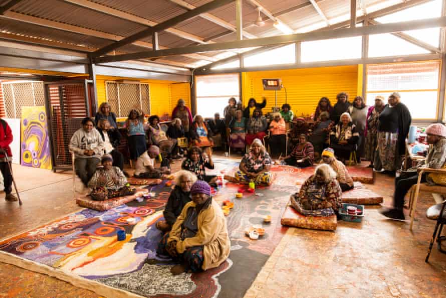Senior APY women artists at work at the art centre in Amata, central Australia