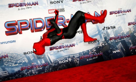 A person dressed in Spider-Man costume performs at the premiere for the film Spider-Man: No Way Home in Los Angeles, California, December 13, 2021.