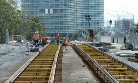 Construction of Queensland’s first light rain system on the Gold Coast in 2013.