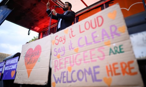 Afghan refugee Gulwali Passarlay addresses a ‘Refugees Welcome’ rally in Parliament Square in London