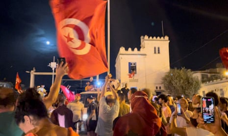 Protests in Tunisia after parliament was suspended<br>Crowds gather on the street after Tunisia’s president suspended parliament, in La Marsa, near Tunis, Tunisia July 26, 2021, in this still image obtained from a social media video. Layli Foroudi/via REUTERS THIS IMAGE HAS BEEN SUPPLIED BY A THIRD PARTY. MANDATORY CREDIT. NO RESALES. NO ARCHIVES