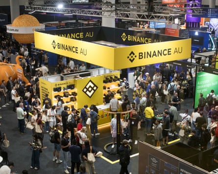 A Binance booth at a crypto fair.