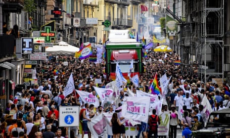 Thousands of people take to the streets in Naples Gay Pride.