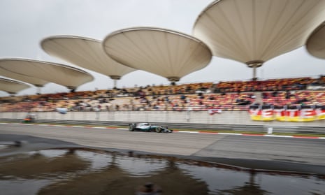 Mercedes’ Lewis Hamilton during practice at the last F1 GP to be held in China, in 2019