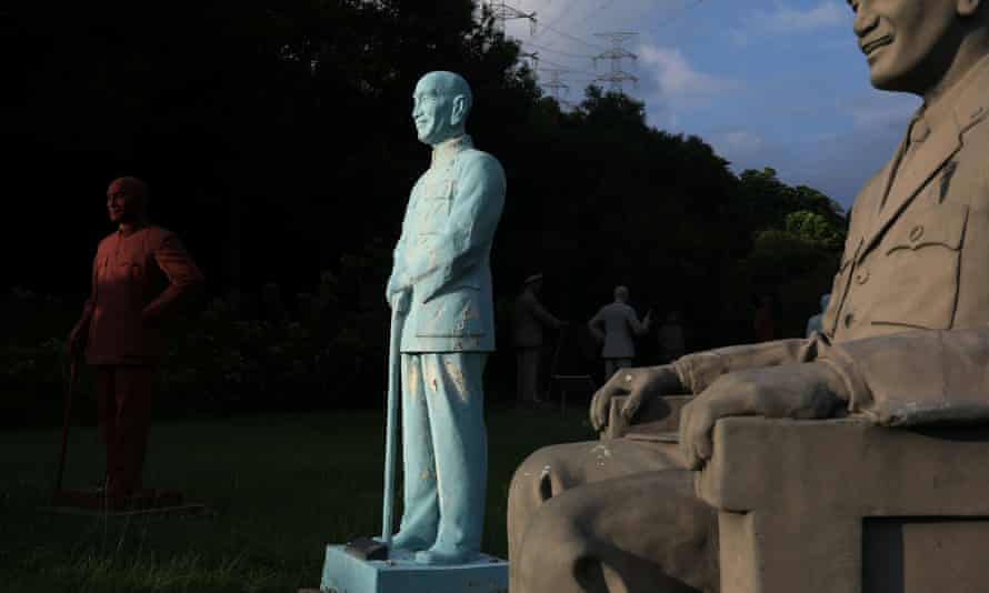 Statues of Chiang Kai-shek removed from different locations in Taiwan are pictured after being moved to a park close to his mausoleum in Taoyuan