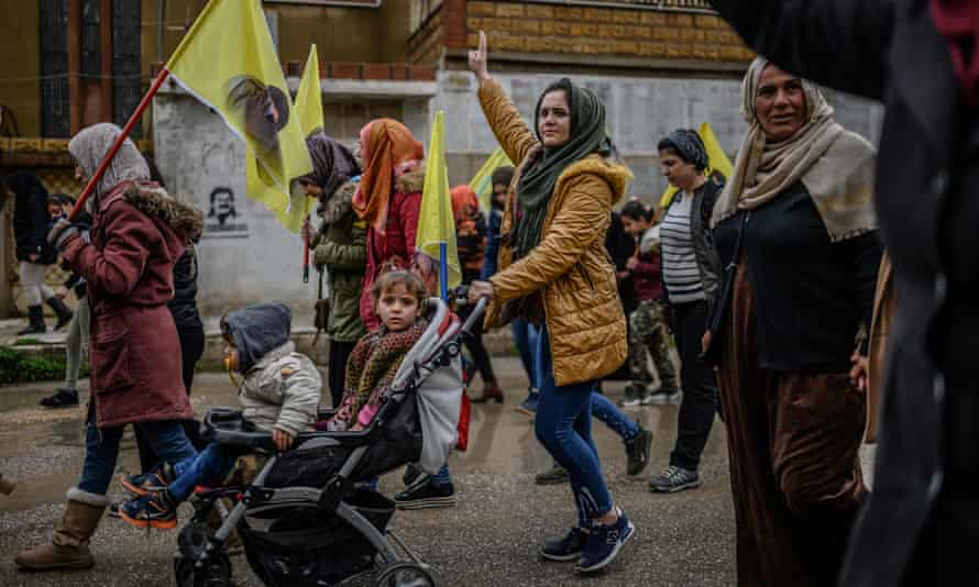 A rally in support of Kurdish leader Abdullah Ocalan in Qamishli in February.
