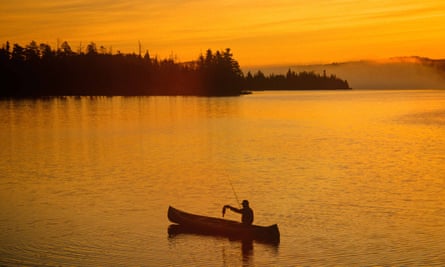 Fishing at sunrise on the Boundary Waters canoe area