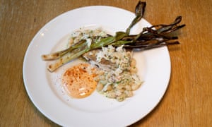 ‘Pitch-perfect’: grilled hake with leeks.