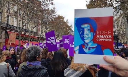 A protest in Paris, France, for political prisoner Amaya Eva Coppens