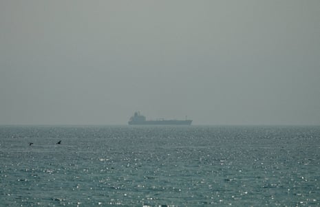 Oil tanker Al Shaffiah sails at the sea near the Omani coast, as seen from Musandam.