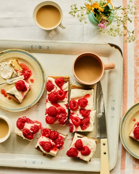 Alexina Anatole’s brown sugar joconde with raspberries and sour cream.