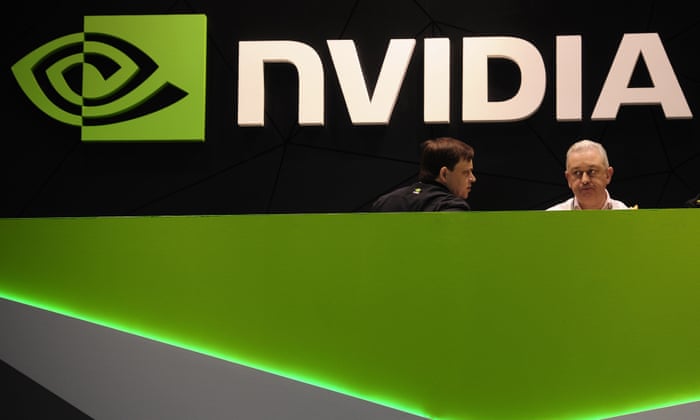 People gather in the Nvidia booth at the Mobile World Congress