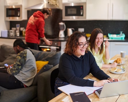 Students in a shared kitchen